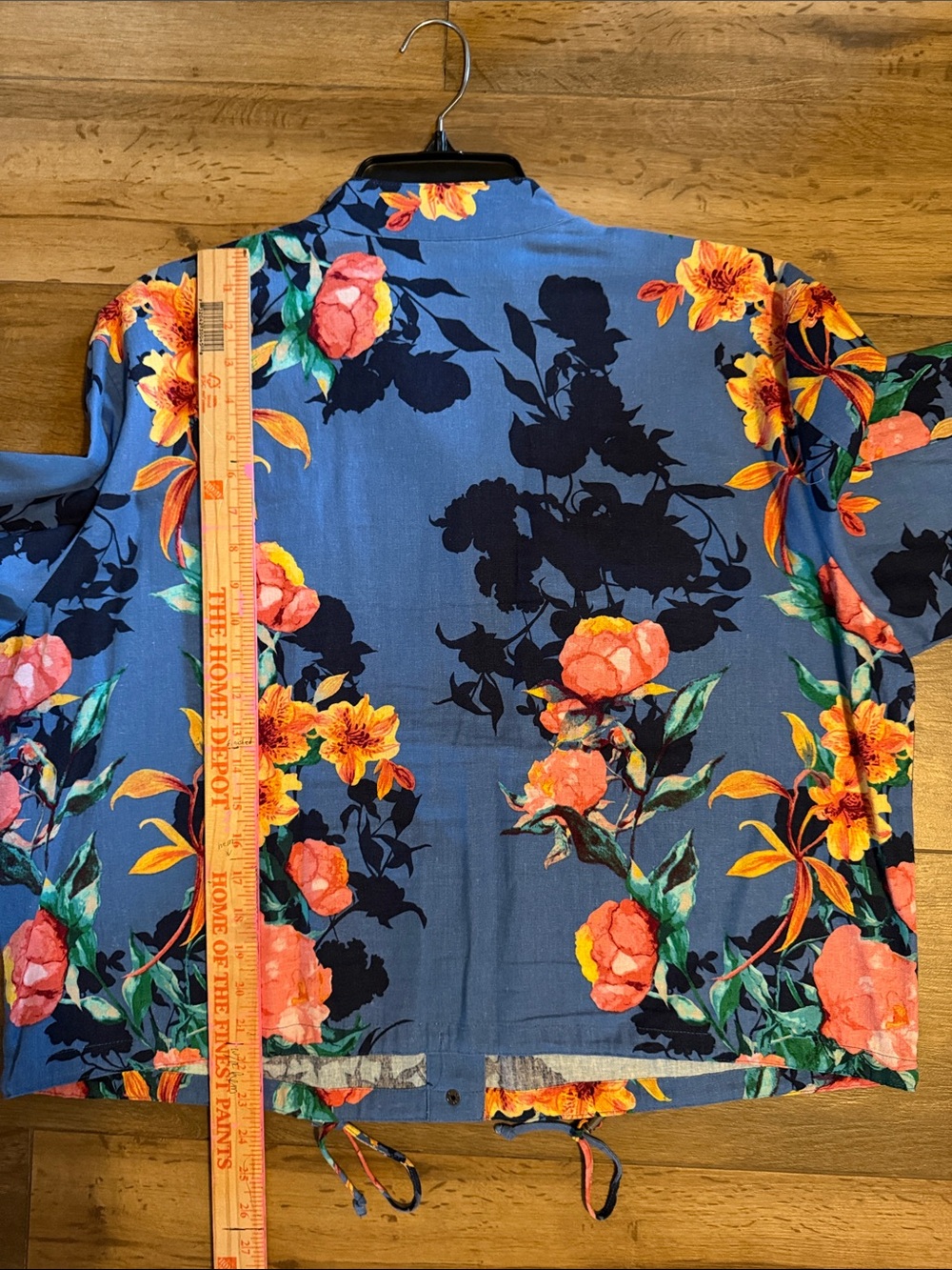 Chico's Blue Floral Button-Front Shirt Jacket - Picture 4 of 4